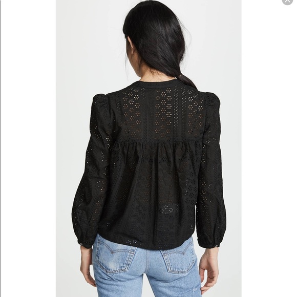 Madewell Eyelet Double-Tie Top in True Black - Picture 4 of 7